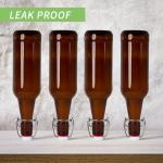 TienChoo 16.5oz Amber Beer Bottles with Flip Caps Set of 10, Swinging Top Glass Brewing Bottles with Airtight Lids for Vanilla Extract, Fermentation Kombucha, Beverage, Water, Kefir, Soda