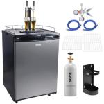 VEVOR Beer Kegerator, Dual Tap Commercial Draft Beer Dispenser for D system, Full Size Keg Refrigerator with 5lbs CO2 Tank, Hold 2 Sixth / 3 Ball lock keg, Silver