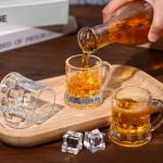 Futtumy 2 OZ Mini Beer Mug Shot Glasses with Handles, Mini Beer Shot Glasses for Party Christmas Birthday BBQ, Beers Mugs for Freezer Men Women Father Dad Beer Whiskey, Beers Mugs Bulk(6 PCS, Glass)