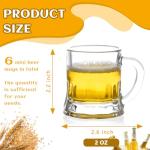 Futtumy 2 OZ Mini Beer Mug Shot Glasses with Handles, Mini Beer Shot Glasses for Party Christmas Birthday BBQ, Beers Mugs for Freezer Men Women Father Dad Beer Whiskey, Beers Mugs Bulk(6 PCS, Glass)