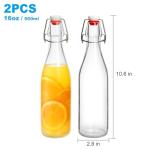 2 Pack Swing Top Glass Bottles 16oz, Flip Top Glass Bottle with Airtight Lid for Fermentation, Kombucha, Mead, Vanilla Extract, Coquito, Vinegar, Beer, Kefir, Wine, Soda, Juice, Oil for Home Brewing