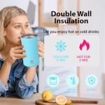 HurOutd 20 oz Stainless Steel Tumbler，Double-Wall Vacuum Insulated Beer Mug with Handle，Keeps Beverages Hot & Cold for Hours，Sweat-Proof Metal Tankard for IPA, Coffee, Cocktails（Blue）