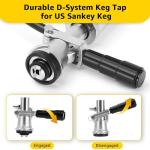 8” Beer Keg Tap Keg Pump, D System Beer Keg Party Pump for US Sankey Keg Draft Beer Picnic Pump 2 Beer Faucets & 2 Hose Clamps, Beer Tap for Keg with Stainless Probe Coupler for Party