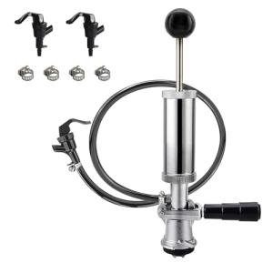 4'' Keg Pump +3 Faucet+4 Hose Clamps, Keg Party Pump US Sankey D System, Beer Party Hand Pump with Picnic Tap for Beer Keg Tap Kit No Leakage No Block