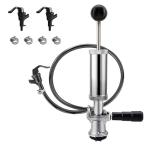 4'' Keg Pump +3 Faucet+4 Hose Clamps, Keg Party Pump US Sankey D System, Beer Party Hand Pump with Picnic Tap for Beer Keg Tap Kit No Leakage No Block