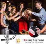 4'' Keg Pump +3 Faucet+4 Hose Clamps, Keg Party Pump US Sankey D System, Beer Party Hand Pump with Picnic Tap for Beer Keg Tap Kit No Leakage No Block