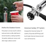 4'' Keg Pump +3 Faucet+4 Hose Clamps, Keg Party Pump US Sankey D System, Beer Party Hand Pump with Picnic Tap for Beer Keg Tap Kit No Leakage No Block