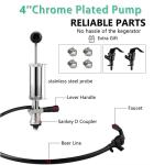 4'' Keg Pump +3 Faucet+4 Hose Clamps, Keg Party Pump US Sankey D System, Beer Party Hand Pump with Picnic Tap for Beer Keg Tap Kit No Leakage No Block