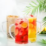 ZEAYEA Set of 6 Plastic Beer Mug, 16 oz Acrylic Drinking Cups with Handle, Clear Reusable Beer Stein Glasses for Party Bar Home Hotel Whiskey Juice Cocktail Beverages