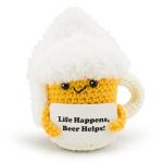 gagift world Beer Gifts, Funny Crochet Beer Mug with Positive Card Fall Gift and Beer Cheers for Birthday White Elephant Christmas