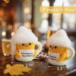 gagift world Beer Gifts, Funny Crochet Beer Mug with Positive Card Fall Gift and Beer Cheers for Birthday White Elephant Christmas