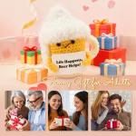 gagift world Beer Gifts, Funny Crochet Beer Mug with Positive Card Fall Gift and Beer Cheers for Birthday White Elephant Christmas