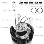 New 2.5 Gallon Ball Lock Keg - Stainless Steel Corny Keg Cornelius Keg with Dual Rubber Handles & Heavy-Duty Rubber Bottom - Portable Beer Keg Corny Kegs with 2 Keg Lid Gaskets - Ideal for Homebrewing
