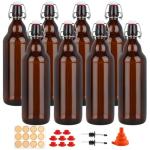 UrSpeedtekLive 8 Pack 32oz Amber Swing Top Glass Bottles, Flip Top Brewing Bottles with Airtight Stopper for Vanilla Extract, Kombucha, Beer, Kefir, Mead