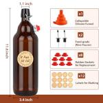 UrSpeedtekLive 8 Pack 32oz Amber Swing Top Glass Bottles, Flip Top Brewing Bottles with Airtight Stopper for Vanilla Extract, Kombucha, Beer, Kefir, Mead
