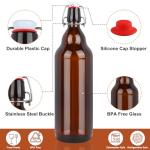 UrSpeedtekLive 8 Pack 32oz Amber Swing Top Glass Bottles, Flip Top Brewing Bottles with Airtight Stopper for Vanilla Extract, Kombucha, Beer, Kefir, Mead