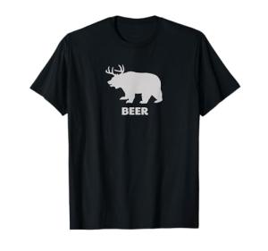 Deer Antlers + Grizzly Bear = Beer, Funny Hunting Drinking T-Shirt