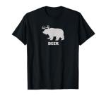 Deer Antlers + Grizzly Bear = Beer, Funny Hunting Drinking T-Shirt