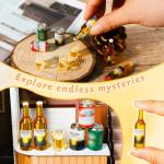 1:12 Scale 11 Pcs Miniature Beer Bottles and Beer Cans Mini House Drink Accessories for Fairy Garden Pub Bar Decoration Dollhouse Beer Glass Model