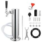 MRbrew Single Tap Draft Beer Tower, Support Countertop and Kegerator Installation, Stainless Core Beer Faucet Stainless Steel 3'' Flange Brewing Tower Dispenser Kit with Self-Closing Faucet Spring