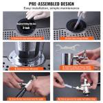 VEVOR Kegerator Tower Kit, Dual Taps Beer Conversion Kit, Stainless Steel Keg Beer Tower Dispenser with Dual Gauge CGA320 Regulator & D-System Keg Coupler, Beer Drip Tray for Party Home