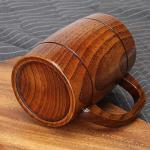 18 oz Large Wooden Beer Mug Gift for Men Women Big Vintage Viking Cup Rustic Cool Wood Stein Tankard Handmade Unique Coffee Man Mugs for Him Male Dad Husband Manly Camping Tea Cup Outdoor Fancy Mug