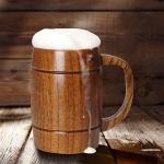 18 oz Large Wooden Beer Mug Gift for Men Women Big Vintage Viking Cup Rustic Cool Wood Stein Tankard Handmade Unique Coffee Man Mugs for Him Male Dad Husband Manly Camping Tea Cup Outdoor Fancy Mug