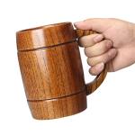 18 oz Large Wooden Beer Mug Gift for Men Women Big Vintage Viking Cup Rustic Cool Wood Stein Tankard Handmade Unique Coffee Man Mugs for Him Male Dad Husband Manly Camping Tea Cup Outdoor Fancy Mug