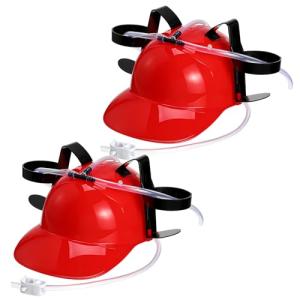 zsccxq Juice Hat, 2 Pcs Adjustable Soda Hat with Straw for Sports Games, Christmas Party Supplies, Gifts (Red)