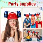 zsccxq Juice Hat, 2 Pcs Adjustable Soda Hat with Straw for Sports Games, Christmas Party Supplies, Gifts (Red)