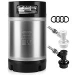 Dbgogo Corny Keg New 2.5 Gallon Ball Lock Keg, 304 Stainless Steel Cornelius Keg Beer Keg with Ball Lock Quick Disconnects & Ball Lock Keg Posts, 2.5 Gallon Keg with Dual Rubber Hanlde for Homebrew