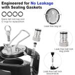 Dbgogo Corny Keg New 2.5 Gallon Ball Lock Keg, 304 Stainless Steel Cornelius Keg Beer Keg with Ball Lock Quick Disconnects & Ball Lock Keg Posts, 2.5 Gallon Keg with Dual Rubber Hanlde for Homebrew