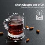JUXINGDAZYF Plastic Beer Mug 2 Oz, 24 PCS Mini Beer Mug Shot Glasses, Heavy Base Clear Mini Beer Mugs, Small Plastic Shot Cups for Party Drink, Beer, Whiskey, Tequila, Vodka