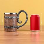 Ocean ice Beer Mugs, 19 oz Vintage Beer Stein, Handmade Wooden Barrel Viking Mug, Double Wall Beer Mugs for Freezer, Tankard Heavy Mug, Freezer Beer Mugs with Handles, Dishwasher Safe