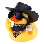 BOXOB 2pcs Cool Beer Rubber Duck Car Ornaments, Funny Western Cowboy Ducks with Hat Glasses Yellow Rubber Ducky for Car Dashboard Decoration Accessories Office Gifts