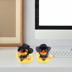 BOXOB 2pcs Cool Beer Rubber Duck Car Ornaments, Funny Western Cowboy Ducks with Hat Glasses Yellow Rubber Ducky for Car Dashboard Decoration Accessories Office Gifts