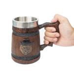 Large Viking Beer Mug With Handles – 18 Oz Medieval Pirate Cup Heavy Viking Beer Stein for Men, Unique Gift for Christmas, Father’s Day, Birthday & Anniversary (Resin & Stainless Steel)