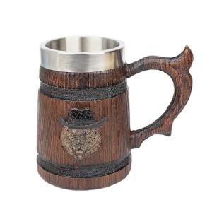 Large Viking Beer Mug With Handles – 18 Oz Medieval Pirate Cup Heavy Viking Beer Stein for Men, Unique Gift for Christmas, Father’s Day, Birthday & Anniversary (Resin & Stainless Steel)