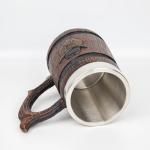 Large Viking Beer Mug With Handles – 18 Oz Medieval Pirate Cup Heavy Viking Beer Stein for Men, Unique Gift for Christmas, Father’s Day, Birthday & Anniversary (Resin & Stainless Steel)