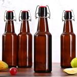 KITGLASCUP 16.5 oz 12 Pack Amber Swing Top Glass Bottles for Airtight Lids, Home Brewing and Fermentation Kombucha, Vanilla Extract, Beverage, Water, Kefir