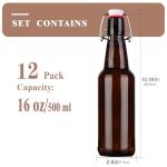 KITGLASCUP 16.5 oz 12 Pack Amber Swing Top Glass Bottles for Airtight Lids, Home Brewing and Fermentation Kombucha, Vanilla Extract, Beverage, Water, Kefir
