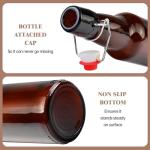 KITGLASCUP 16.5 oz 12 Pack Amber Swing Top Glass Bottles for Airtight Lids, Home Brewing and Fermentation Kombucha, Vanilla Extract, Beverage, Water, Kefir