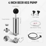 128OZ Mini Keg Growler, 3.6L Silver Mini Keg Tap Pump Draft Beer Dispenser Stainless Steel Portabled Beer Ked Growler Tap System for Camping, Picnics, Party