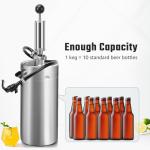 128OZ Mini Keg Growler, 3.6L Silver Mini Keg Tap Pump Draft Beer Dispenser Stainless Steel Portabled Beer Ked Growler Tap System for Camping, Picnics, Party
