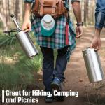 128OZ Mini Keg Growler, 3.6L Silver Mini Keg Tap Pump Draft Beer Dispenser Stainless Steel Portabled Beer Ked Growler Tap System for Camping, Picnics, Party