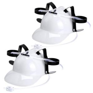 zsccxq 2 Pcs Juice Hat Funny soda Hat juice Helmet Adjustable soda Hat can Holder Soda Cap with Straw for Sports Games Christmas Party Supplies Gifts (White)