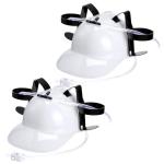 zsccxq 2 Pcs Juice Hat Funny soda Hat juice Helmet Adjustable soda Hat can Holder Soda Cap with Straw for Sports Games Christmas Party Supplies Gifts (White)