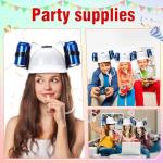 zsccxq 2 Pcs Juice Hat Funny soda Hat juice Helmet Adjustable soda Hat can Holder Soda Cap with Straw for Sports Games Christmas Party Supplies Gifts (White)
