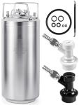 MRbrew New 5 Gallon Ball Lock Keg, Stainless Steel Corny Keg with Two Ball Lock Keg Fittings & Gasket Set, Double Ball Lock Post Beer Keg For Draft, Homebrew, Craft Beer, Cold Brew Keg for Party