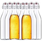 Encheng 32 oz Clear Glass Bottles with Air Tight Lids,Easy Cap Bottle for Beer and Home Brewing,Glass Kombucha Bottles with Stoppers,Swing Top Bottle for Beverages 8 Pack